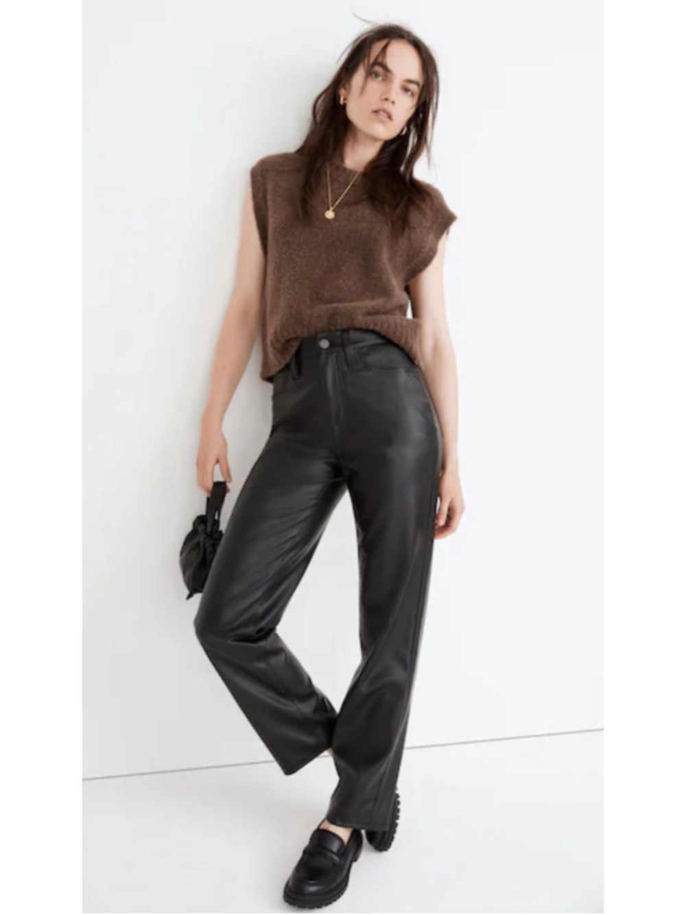 Madewell The Perfect Vintage Straight Leg Faux Leather Pants Black Women's 31